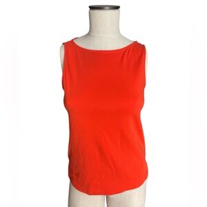 Cos Women’s Orange Red Boat Neck Long Cotton Tank Top Sz S
